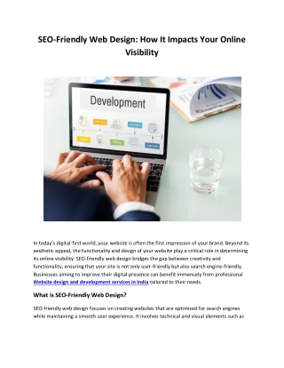 SEO-Friendly Web Design: How It Impacts Your Online Visibility