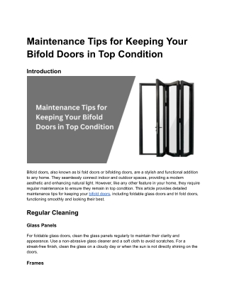 Maintenance Tips for Keeping Your Bifold Doors in Top Condition