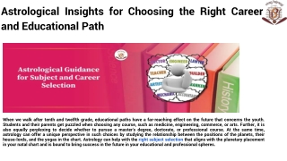 Astrological Insights for Choosing the Right Career and Educational Path