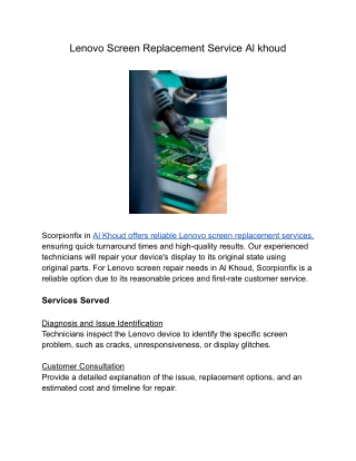 Lenovo Screen Replacement Service Al khoud