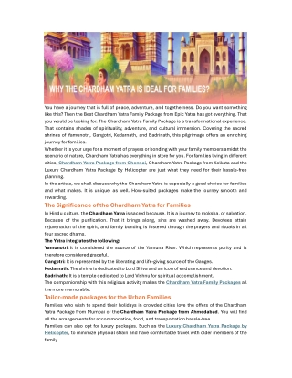 Why the Chardham Yatra is Ideal for Families