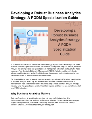 Developing a Robust Business Analytics Strategy_ A PGDM Specialization Guide