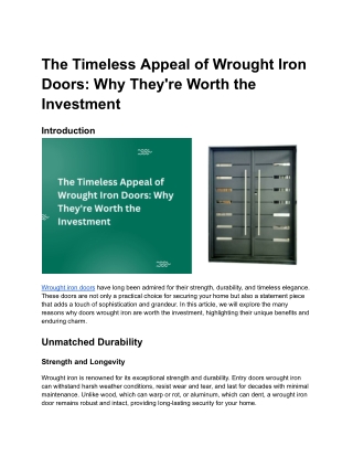 The Timeless Appeal of Wrought Iron Doors_ Why They're Worth the Investment