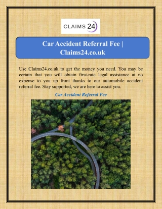 Car Accident Referral Fee | Claims24.co.uk