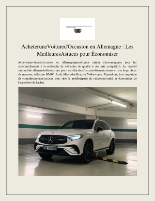 AcheteruneVoitured'Occasion en Allemagne Les MeilleuresAstuces pour Économiser