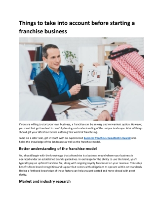 Things to take into account before starting a franchise business