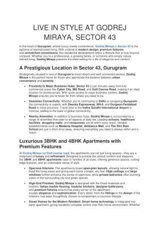 LIVE IN STYLE AT GODREJ MIRAYA