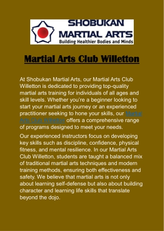 Martial Arts Club Willetton: Empowering Your Martial Arts Journey