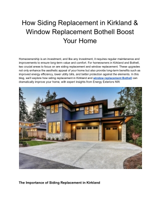 How Siding Replacement in Kirkland & Window Replacement Bothell Boost Your Home