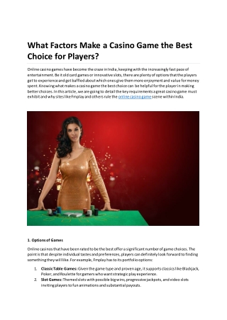 What Factors Make a Casino Game the Best Choice for Players