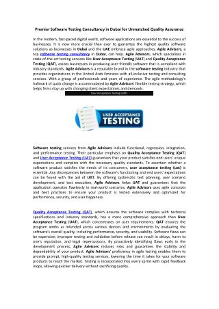 Premier Software Testing Consultancy in Dubai for Unmatched Quality Assurance
