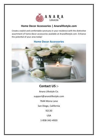 Home Decor Accessories  Anaralifestyle.com