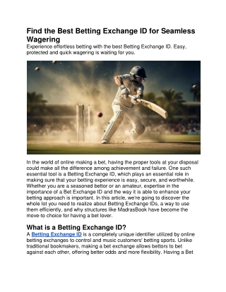 Find the Best Betting Exchange ID for Seamless Wagering