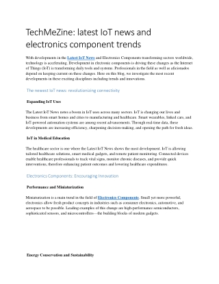 latest IoT news and electronics component trends