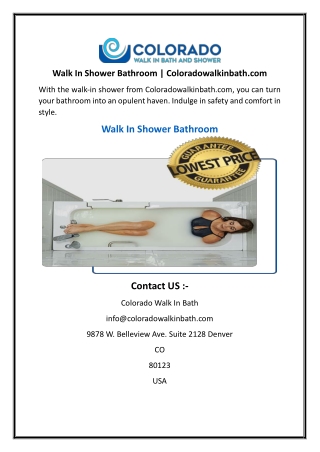 Walk In Shower Bathroom  Coloradowalkinbath.com