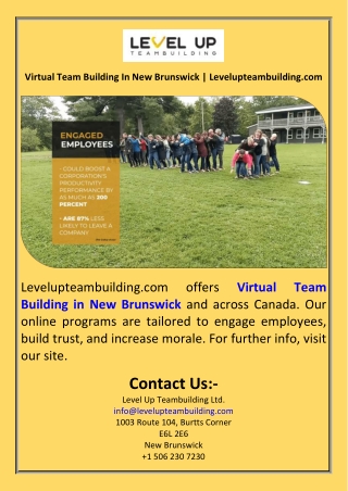 Virtual Team Building In New Brunswick  Levelupteambuilding.com