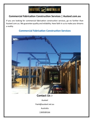 Commercial Fabrication Construction Services Austeel.com.au