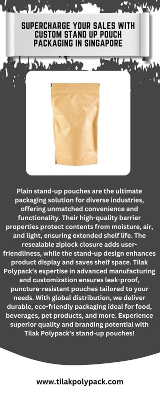 Supercharge Your Sales with Custom Stand Up Pouch Packaging in Singapore