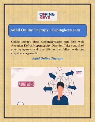 Adhd Online Therapy | Copingkeys.com