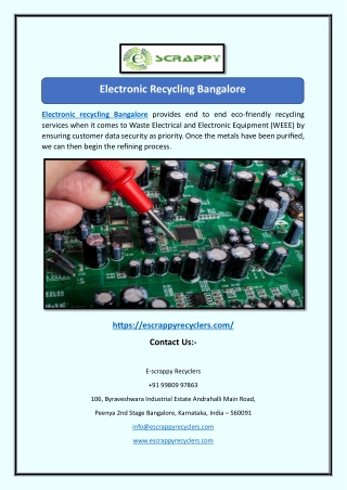 Electronic Recycling Bangalore