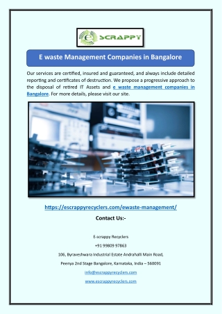 E waste Management Companies in Bangalore