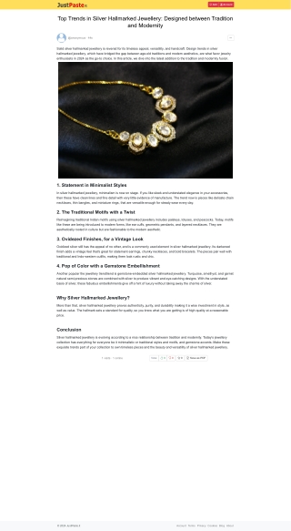 Top Trends in Silver Hallmarked Jewellery