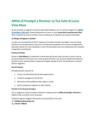 Affitto di Prestigio a Riccione