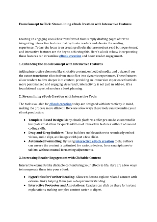 From Concept to Click Streamlining eBook Creation with Interactive Features