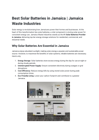 Solar Batteries in Jamaica