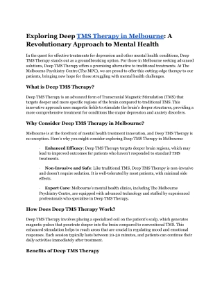 deep tms therapy Melbourne _  Thempc
