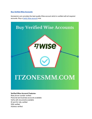 How to buy Wise Accounts from us