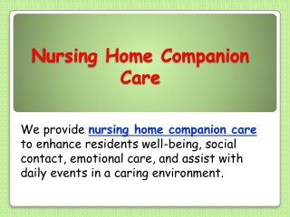 Nursing Home Companion Care