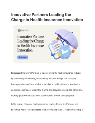 Flexible Health Benefits by Innovative Partners LP