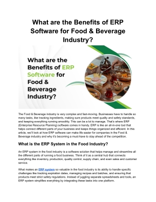 What are the Benefits of ERP Software for Food & Beverage Industry