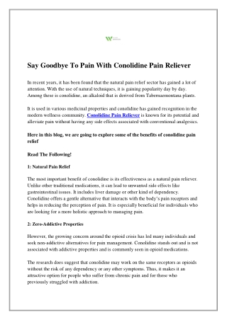 Say Goodbye to Pain With Conolidine Pain Reliever