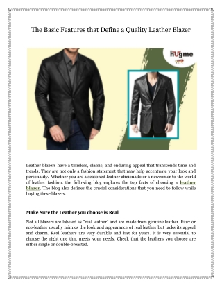 The Basic Features that Define a Quality Leather Blazer