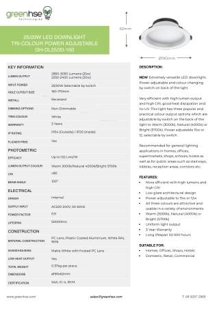 25/20W LED CCT Downlight Power Adjustable