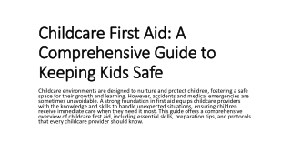 Childcare First Aid: A Comprehensive Guide to Keeping Kids Safe