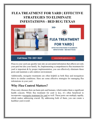 Effective Mosquito & Flea Treatment For Yard