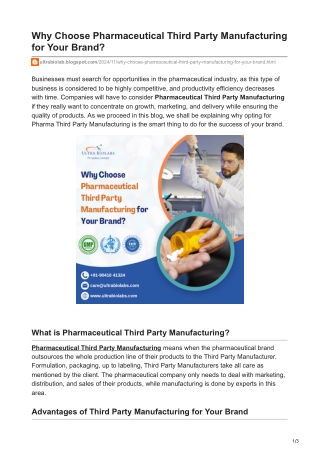 Why Choose Pharmaceutical Third Party Manufacturing for Your Brand?