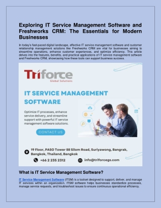 Exploring IT Service Management Software and Freshworks CRM The Essentials for Modern Businesses