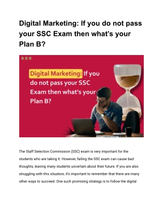 Digital Marketing_ If you do not pass your SSC Exam then what’s your Plan B_