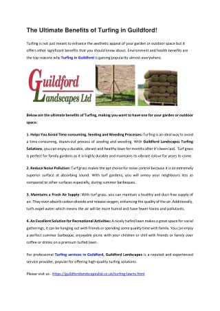 The Ultimate Benefits of Turfing in Guildford