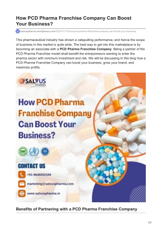 How PCD Pharma Franchise Company Can Boost Your Business?