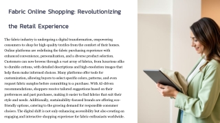 Fabric Online Shopping Revolutionizing the Retail Experience