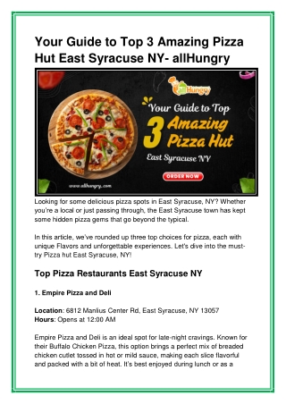 Your Guide to Top 3 Amazing Pizza Hut East Syracuse NY- allHungry