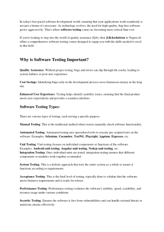 Software Testing Training centre in nagercoil