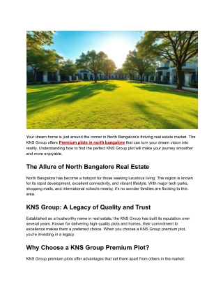 Premium plots in north bangalore