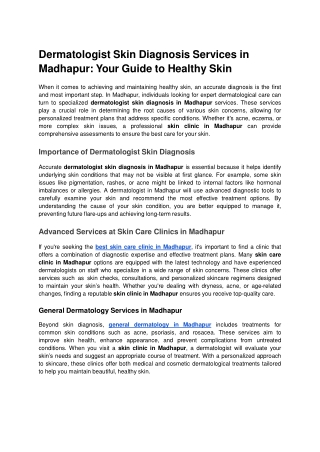 Dermatologist Skin Diagnosis Services in Madhapur_ Your Guide to Healthy Skin.docx