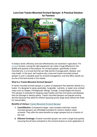 Low-Cost Tractor-Mounted Orchard Sprayer A Practical Solution for Farmers- 7.11.24